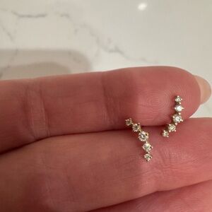 Elegant 14k Yellow Gold and Natural Diamond Climber Women's Earrings